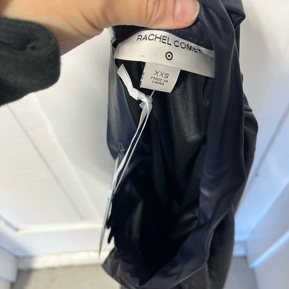 NWT Rachel Comey x Target Ink Blue long sleeve faux leather tie back blouse xxs - Picture 6 of 8